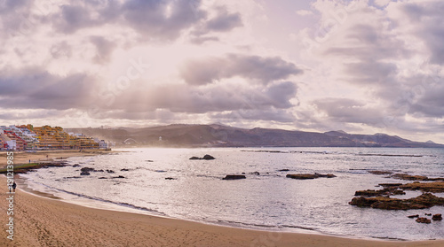 Beach of  Las Canteras  in Las Palmas on Grand Canary Island - Second largest City Beach in the world