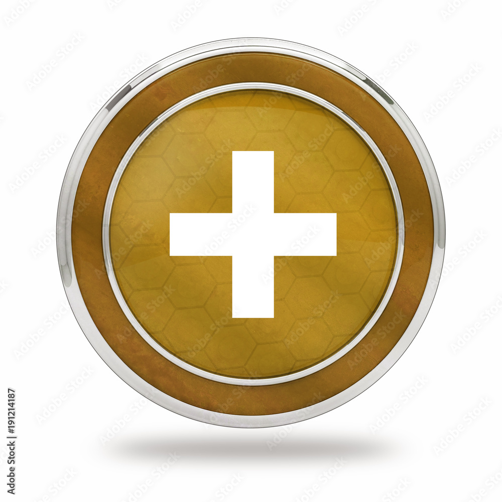 Obraz premium bouton plus addition jaune