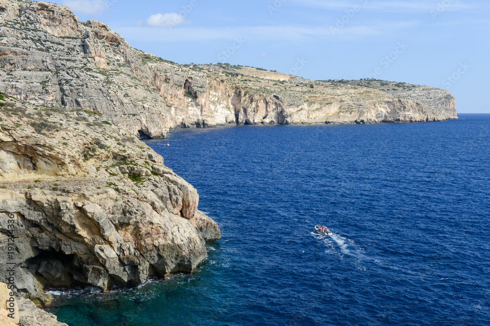Coast at Blue Grotto in the Malta island