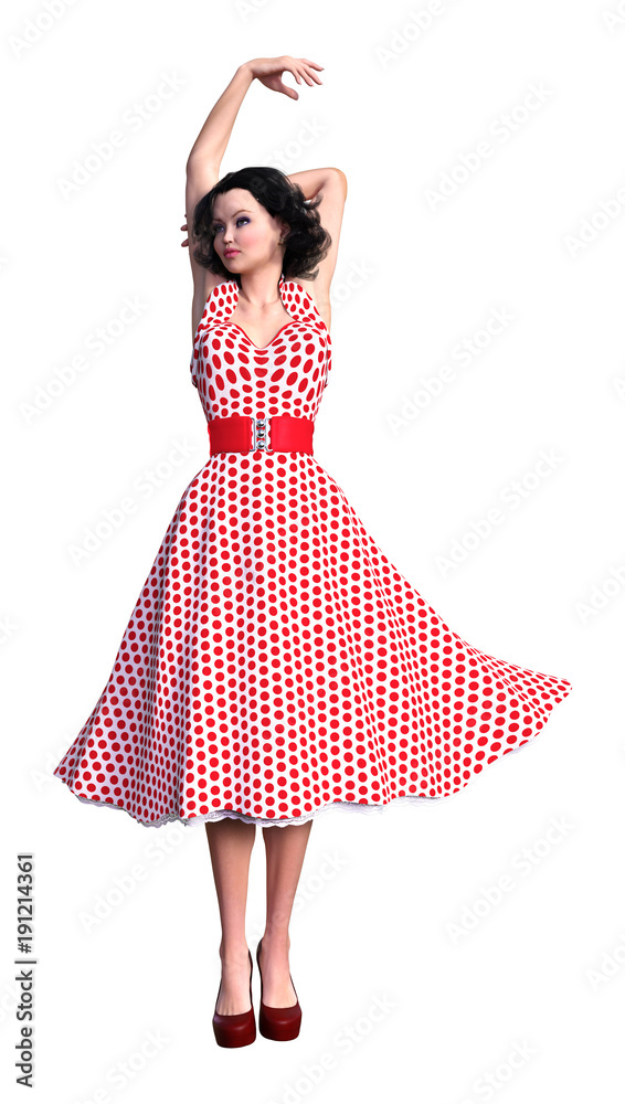 Naklejka premium 3D Rendering Vintage Woman on White