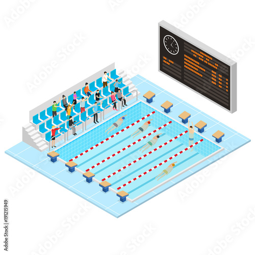 Swimming Competition Concept 3d Isometric View. Vector