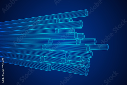 Wireframe low poly mesh construction metallurgy round tubes profile vector illustration