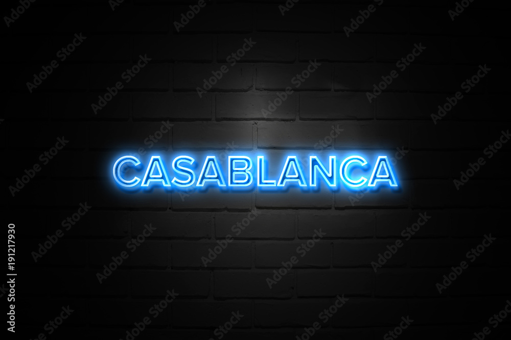 Obraz premium Casablanca neon Sign on brickwall