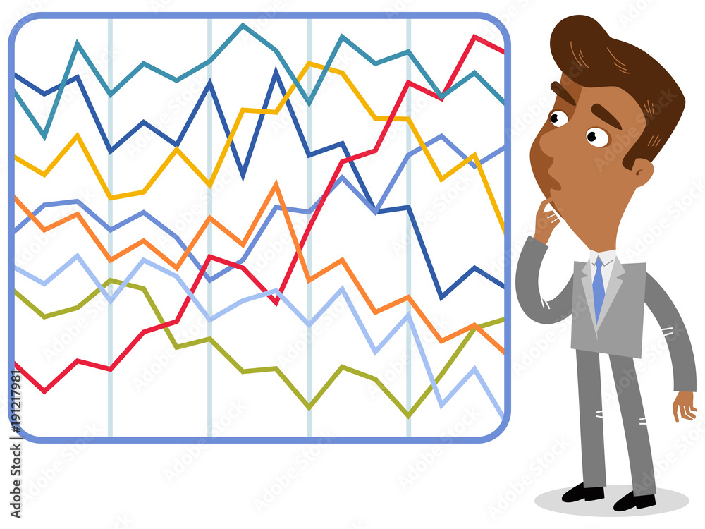 Vector illustration of a confused asian cartoon businessman
