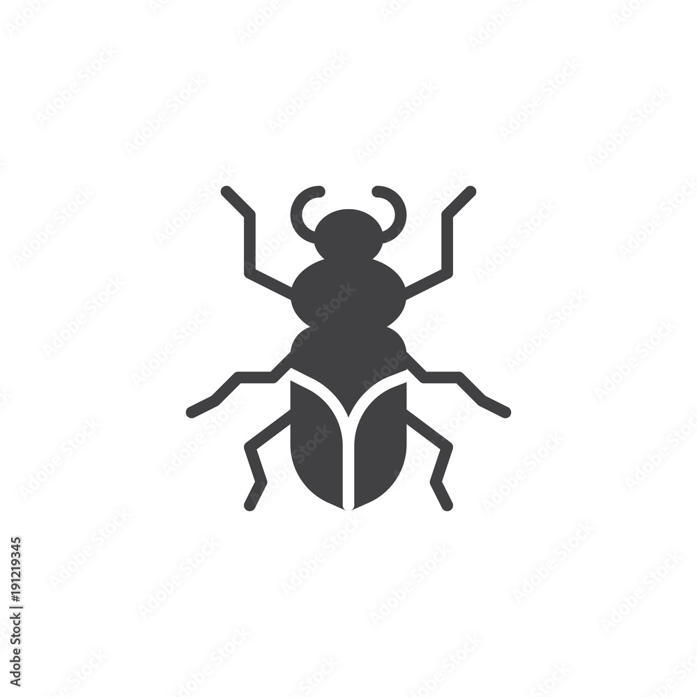 Ground beetle insect icon vector, filled flat sign, solid pictogram isolated on white. Symbol, logo illustration. Ground beetle insect icon vector, filled flat sign, solid pictogram isolated on white. Symbol, logo illustration.