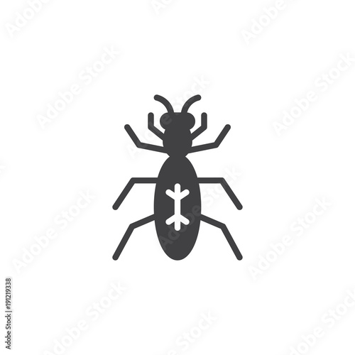 Bug insect icon vector, filled flat sign, solid pictogram isolated on white. Pismire termite symbol, logo illustration.