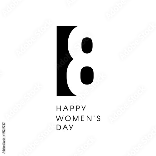 Happy womens day sign. Black negative space vector logo.