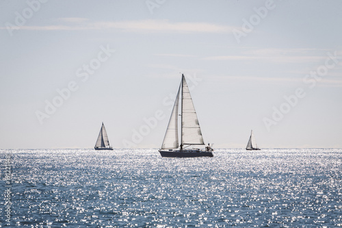 Sailing ship yachts with white sails © juananbarros