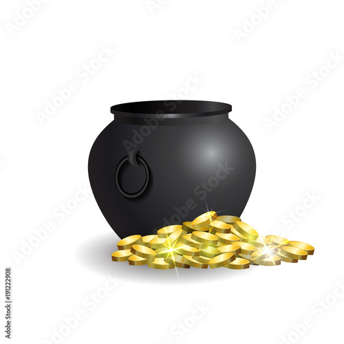 Witches cauldron with potion isolated on white background