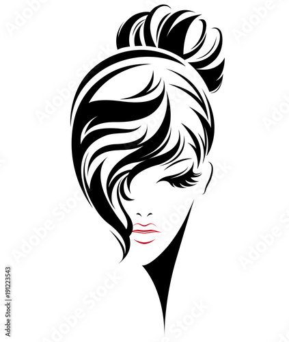 women bun hair style icon, logo women on white background