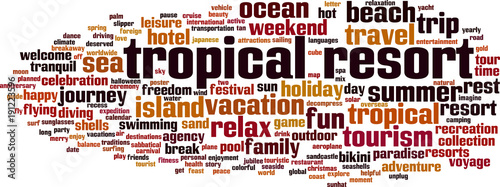 Tropical resort word cloud