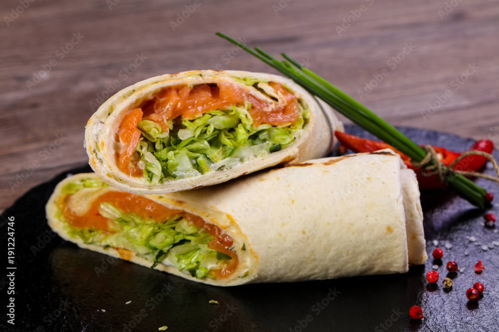 Salmon roll tortilla