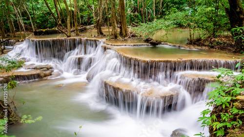 Huay Mae Kamin waterfall at Khuean Srinagarindra National Park kanchanaburi povince , landscape Thailand