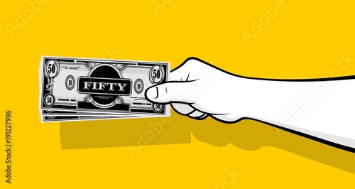 Man hand holding money
