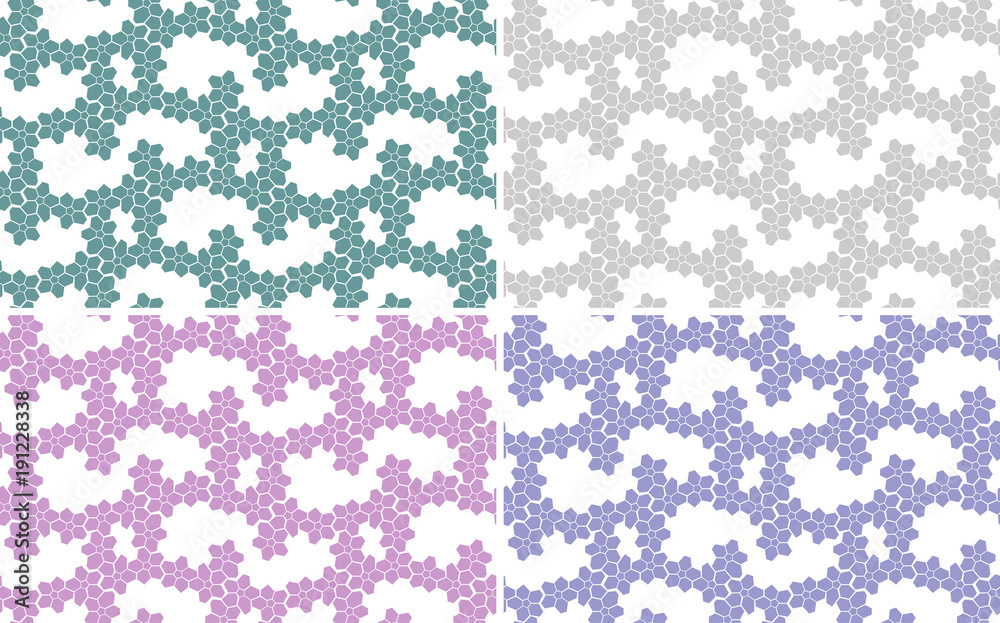Set of abstract backgrounds, seamless texture. Different colours: pink, violet, light green, green.