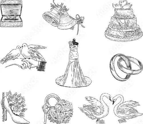 Set of the wedding symbols