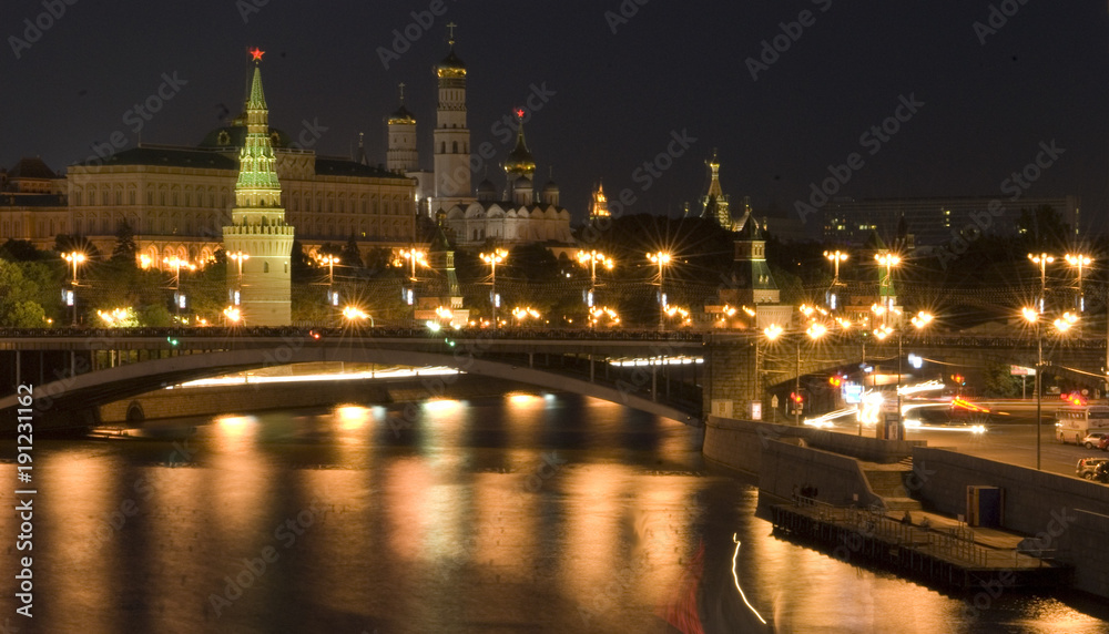 Moscow Kremlin classic scenic view at night