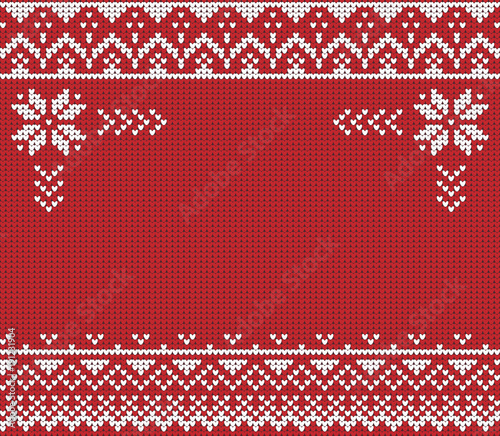Ugly sweater. Vector illustration Handmade knitted background pattern with scandinavian ornaments.