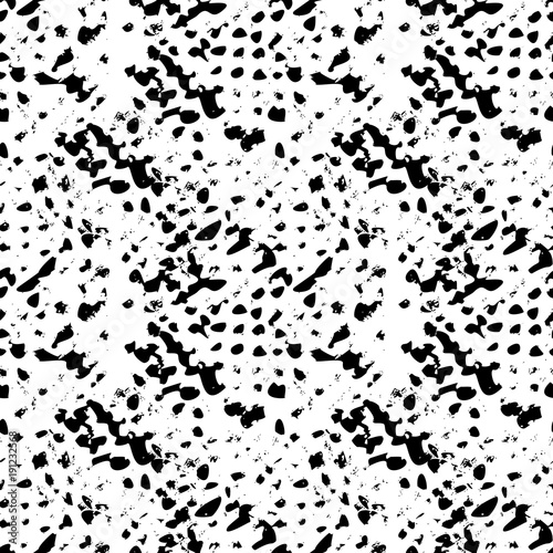 Black and White Seamless Grunge Dust Messy Pattern. Easy To Create Abstract Vintage, Dotted, Scratched Effect With Grain And Noise. Aged Design Element. Black and White Vector