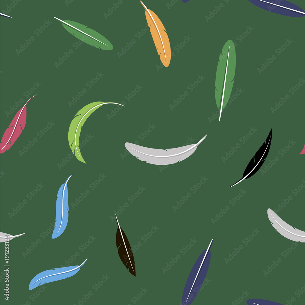 Colorful Random Feather Seamless Pattern