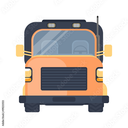 Lorry car front view. Truck for delivery object. Vector illustration.