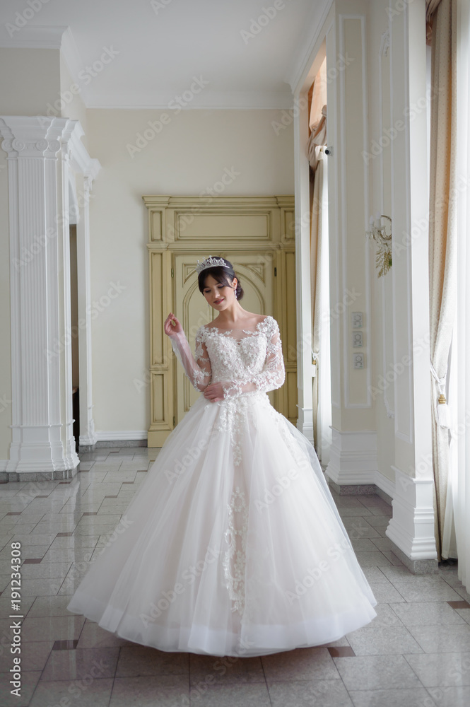 beautiful smiling bride before wedding ceremony