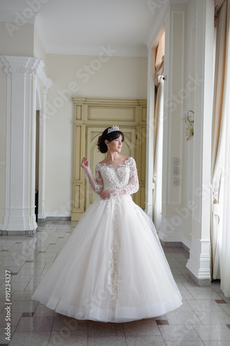 beautiful smiling bride before wedding ceremony