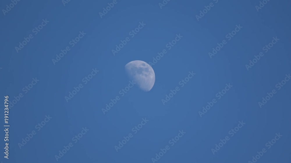 Moon moving in blue sky. 8x fast forward. 4k Moon moving in blue sky. 8x fast forward. 4k