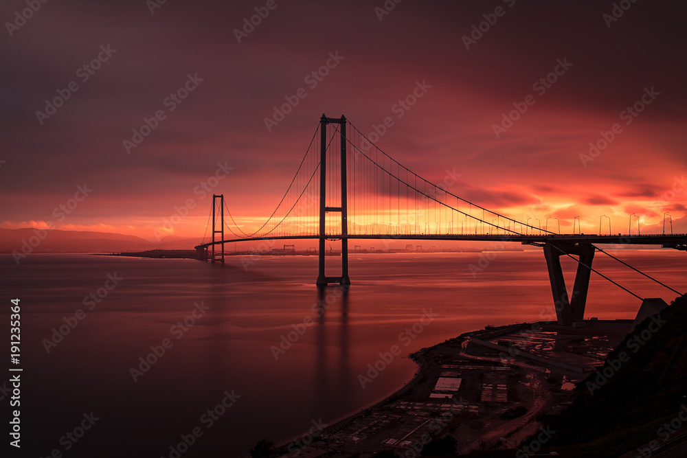 Fototapeta premium Osman Gazi Bridge (Izmit Bay Bridge). Izmit, Kocaeli, Turkey