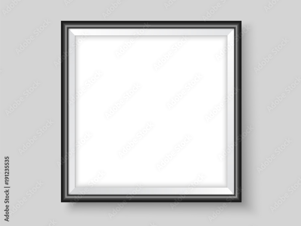 Picture frame on the wall black square realistic vector Picture frame on the wall black square realistic vector