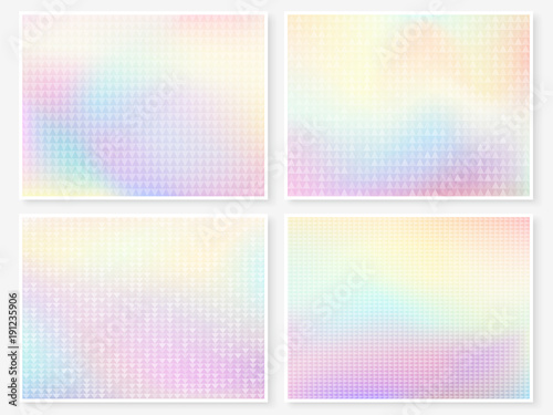 Hologram wallpaper set pastel multicolor blurs triangles
