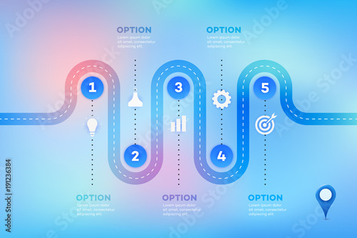 Layered Infographic Timeline. Vector Roadmap, Template For Modern Business Presentation, Annual Reports, Layouts