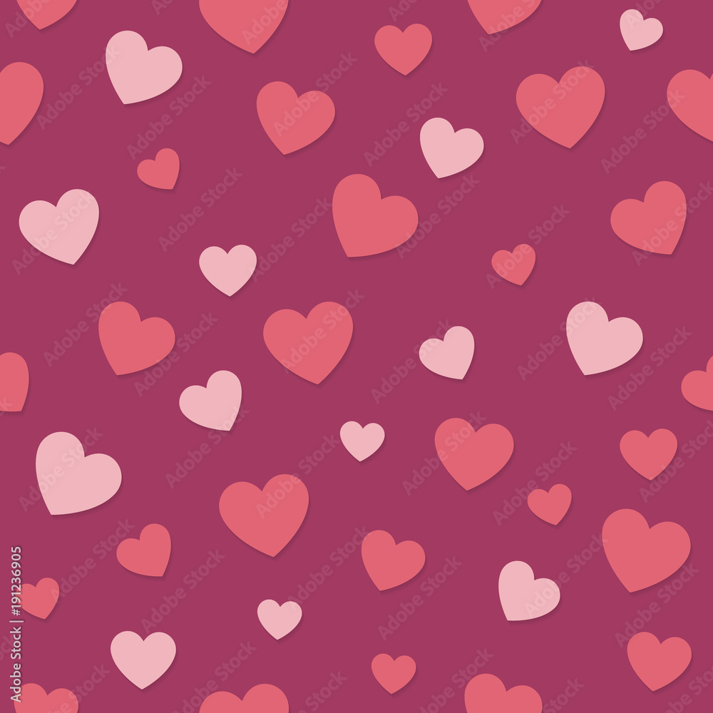 Paper cyt hearts - seamless pattern. Valentine's Day, Woman's Day and Mother's Day. Vector.