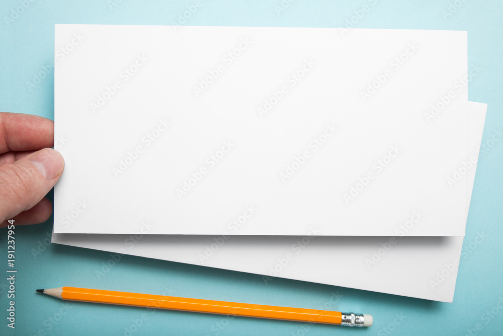 Hand holding Blank DL flyer, brochure booklet. Hand holding Blank DL flyer, brochure booklet.