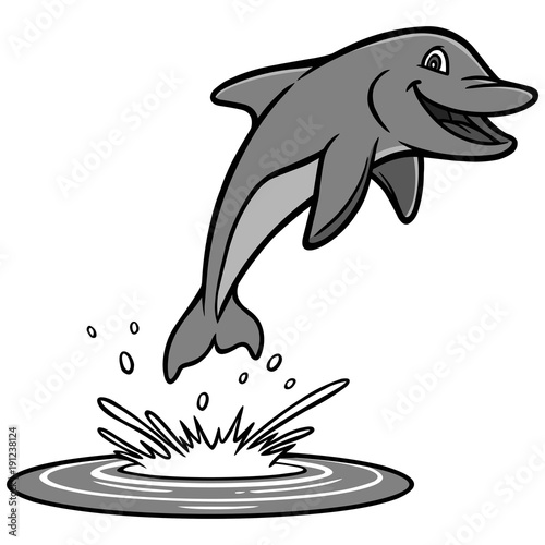 Dolphin Illustration - A vector cartoon illustration of a Bottlenose Dolphin.