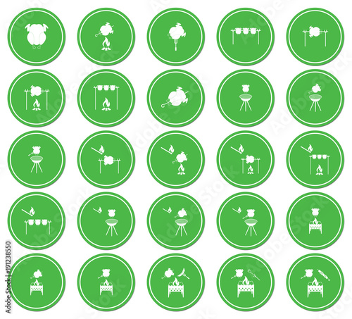 Set of grilled chicken icon. Vector illustration