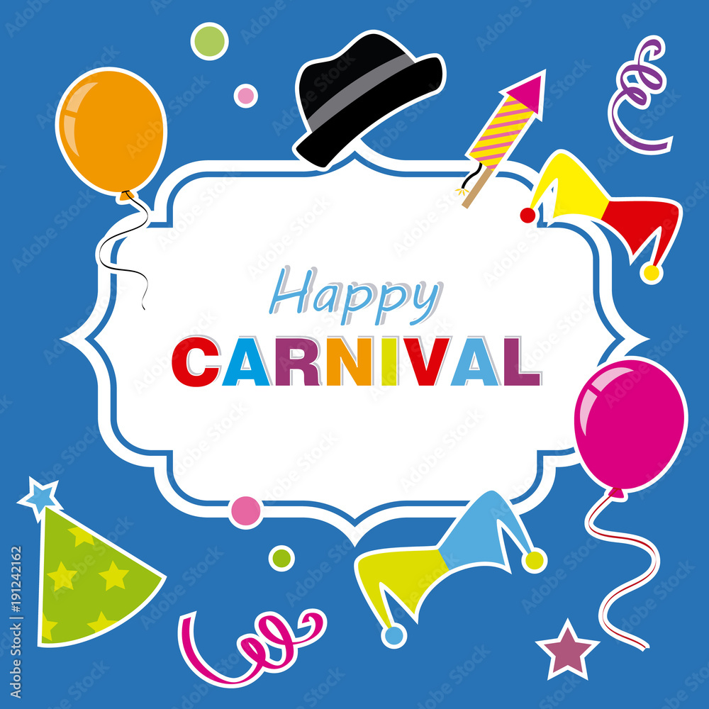 Carnival card. Party accessories and space for text