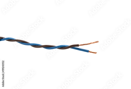blue and brown two wires on a white background