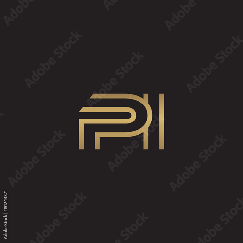 initial letter logo line unique modern, gold color