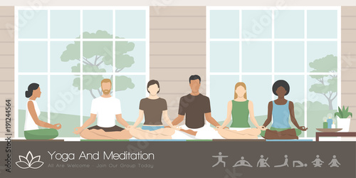 People practicing yoga and meditation