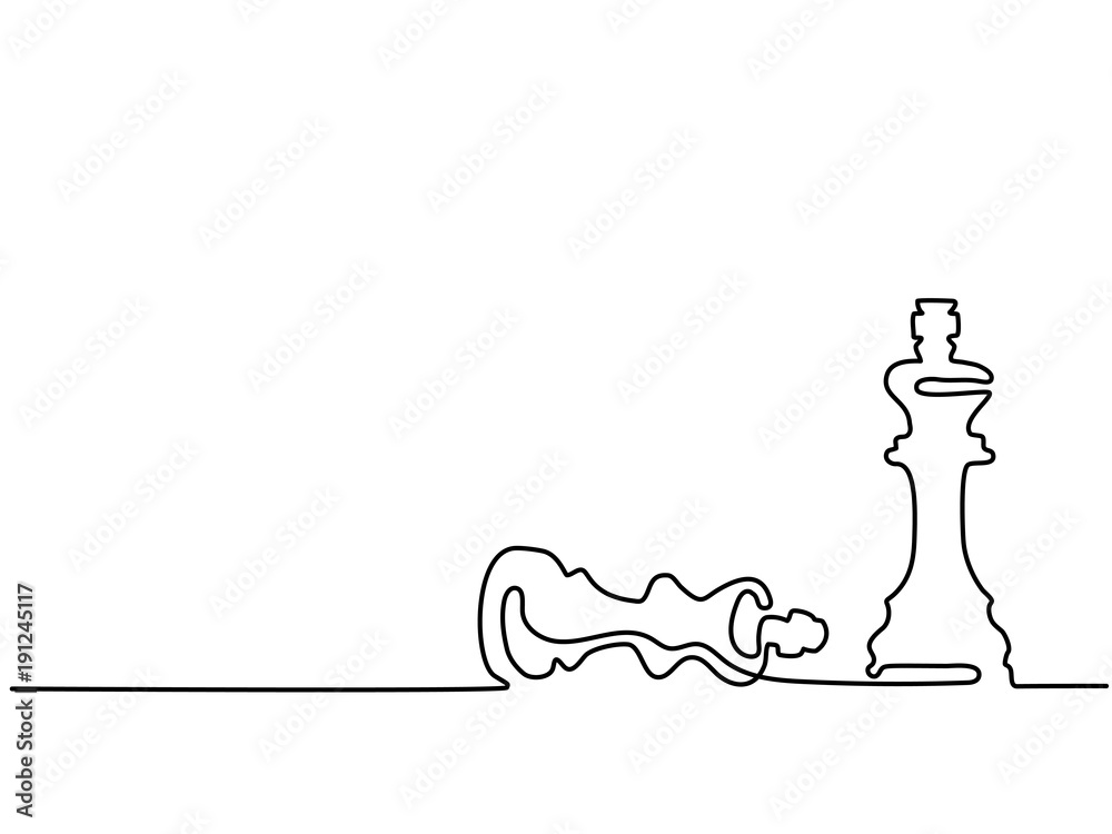 Continuous line drawing Chess pieces king Vector Stock Vector