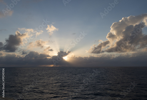 Cloudy sunset over the Caribbean Ocean
