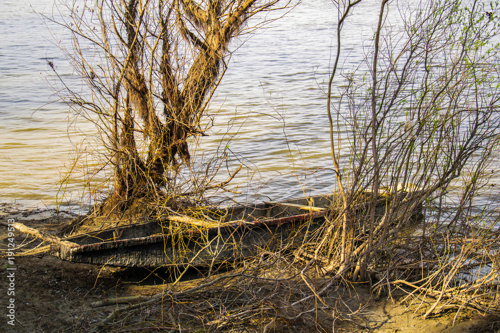 old abandoned boats on the Danube River old abandoned boats on the Danube River