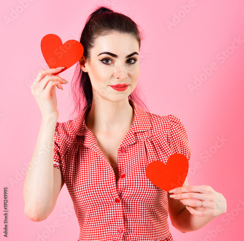 smiling girl with hearts photo