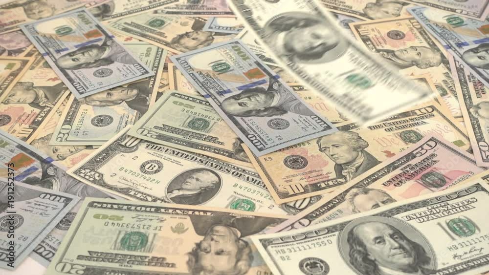 The falling dollar banknotes. Slow Motion. The falling dollar banknotes. Slow Motion.