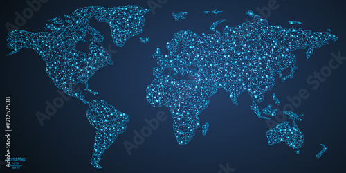 World map made of lines and triangles, the connection point of the network. Vector Illustration eps 10.