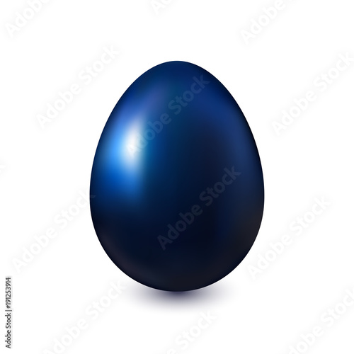 Dark blue Easter Egg on a white background with a light shadow