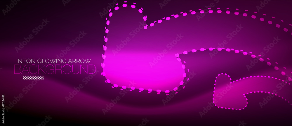 Neon techno arrow, digital abstract background Neon techno arrow, digital abstract background