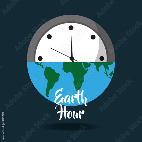 earth hour globe save energy world card vector illustration