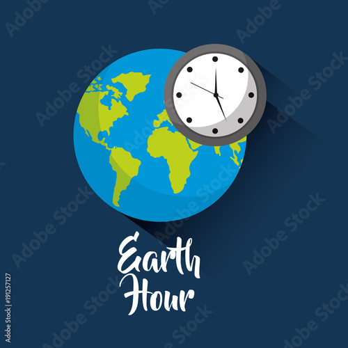 earth hour global world clock saving vector illustration